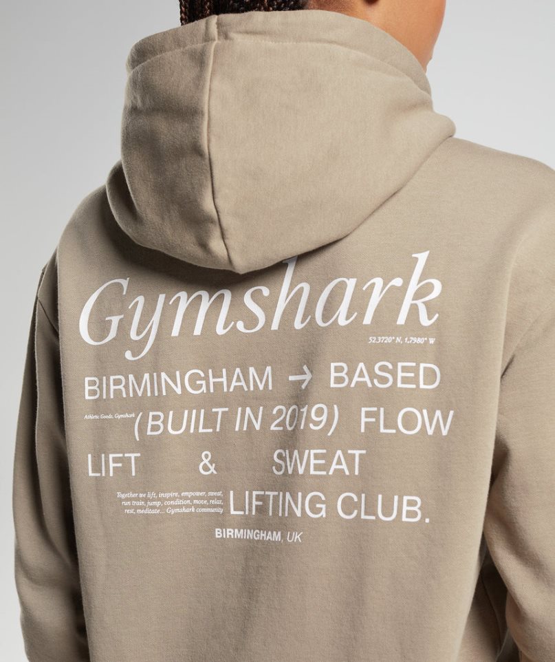 Women's Gymshark Social Club Oversized Hoodie Khaki | CA 51D0A6